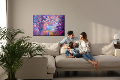 Ljuddämpande tavla - A path in a colorful forest