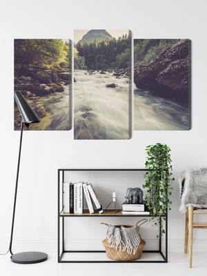 Ljuddämpande tavla - Mountain river in the forest