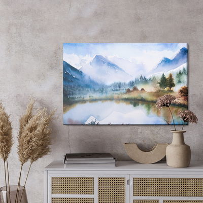 Ljuddämpande tavla - Mountain landscape painted