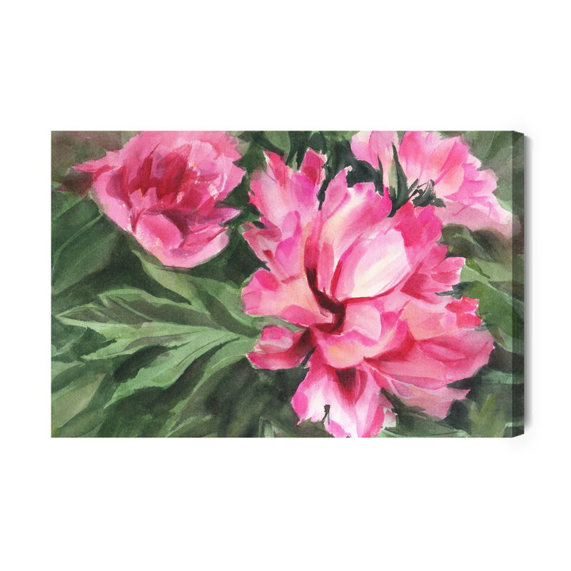 Ljuddämpande tavla - Peonies in leaves