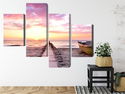 Ljuddämpande tavla - Boat on the beach 3d