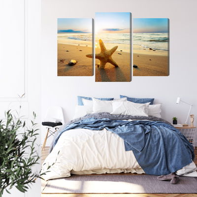 Ljuddämpande tavla - Starfish on the beach 3d