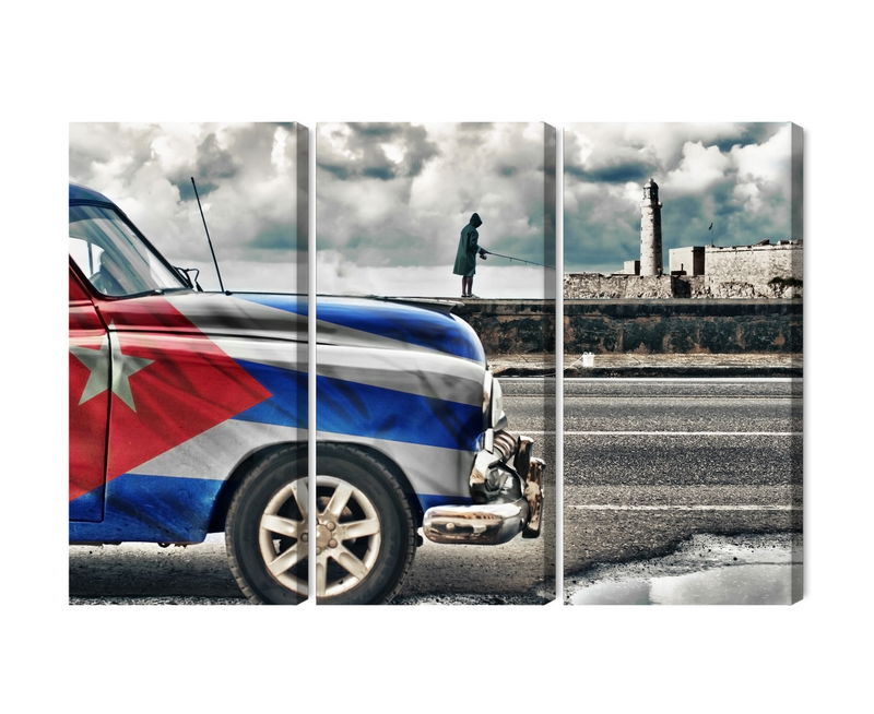 Ljuddämpande tavla - A car with a cuban flag