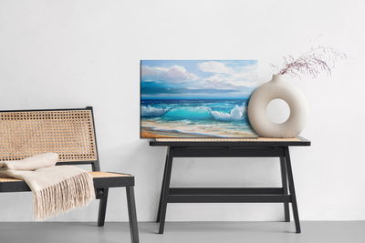 Ljuddämpande tavla - Painted sea waves