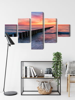 Ljuddämpande tavla - The baltic sea with wooden