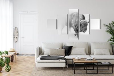 Ljuddämpande tavla - Bison in the fog 3d