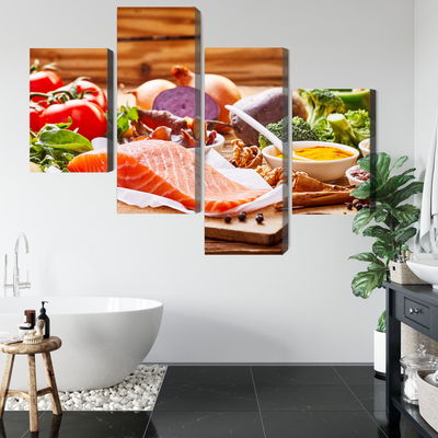 Ljuddämpande tavla - Salmon among vegetables