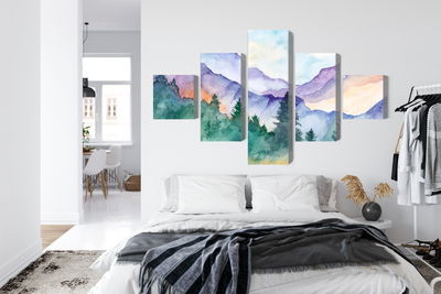 Ljuddämpande tavla - Painted mountain landscape