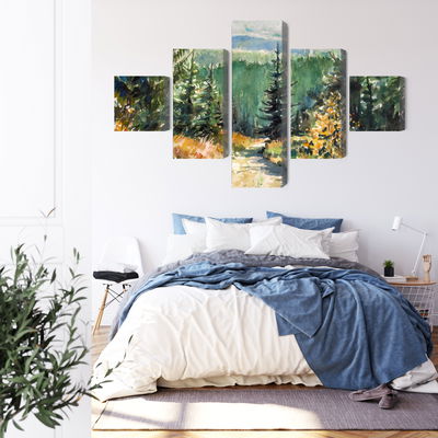 Ljuddämpande tavla - Forest landscape painted