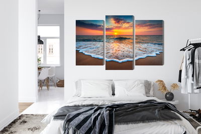 Ljuddämpande tavla - Sunset on the sea 3d