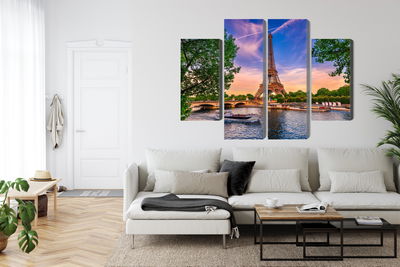 Ljuddämpande tavla - Eiffel tower and seine river