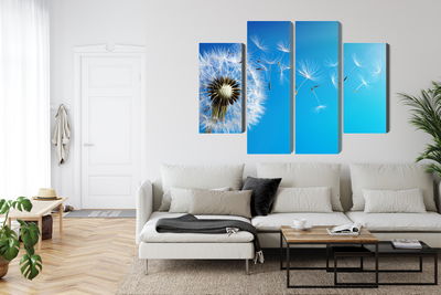 Ljuddämpande tavla - Dandelion with flying seeds
