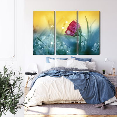 Ljuddämpande tavla - Pink flower on a 3d meadow