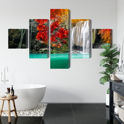 Ljuddämpande tavla - Cascade in the autumn forest