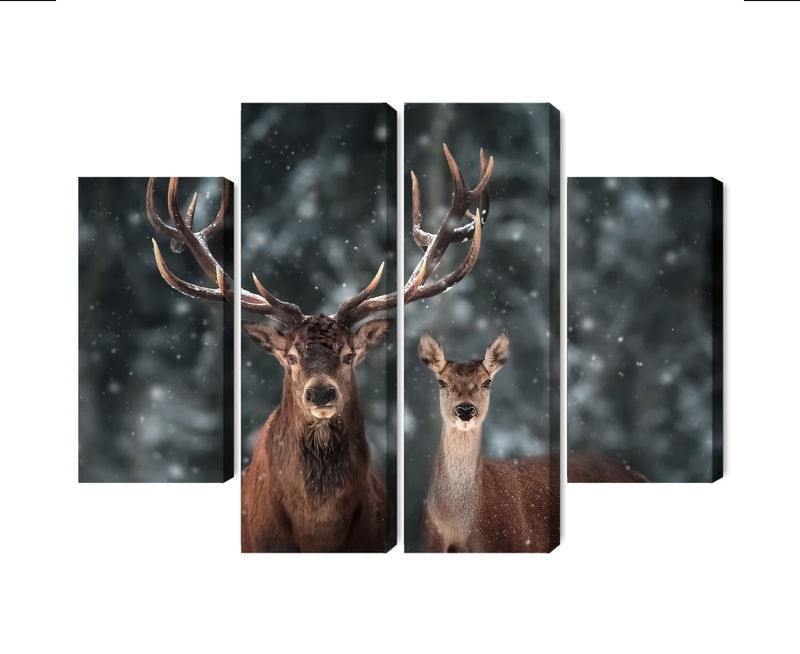 Ljuddämpande tavla - Deer and doe in the 3d forest