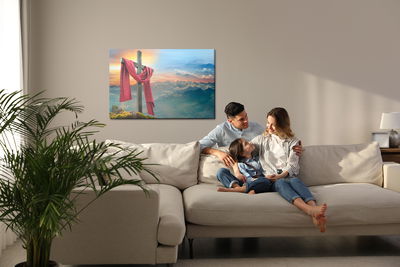 Ljuddämpande tavla - Cross on the background