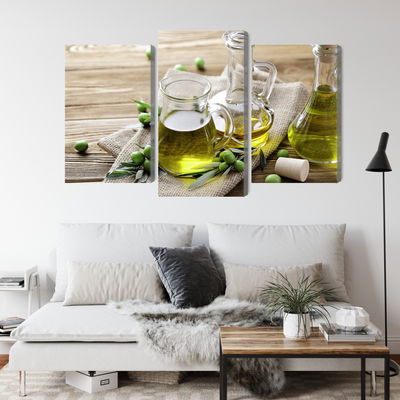 Ljuddämpande tavla - Olive oil with green olives