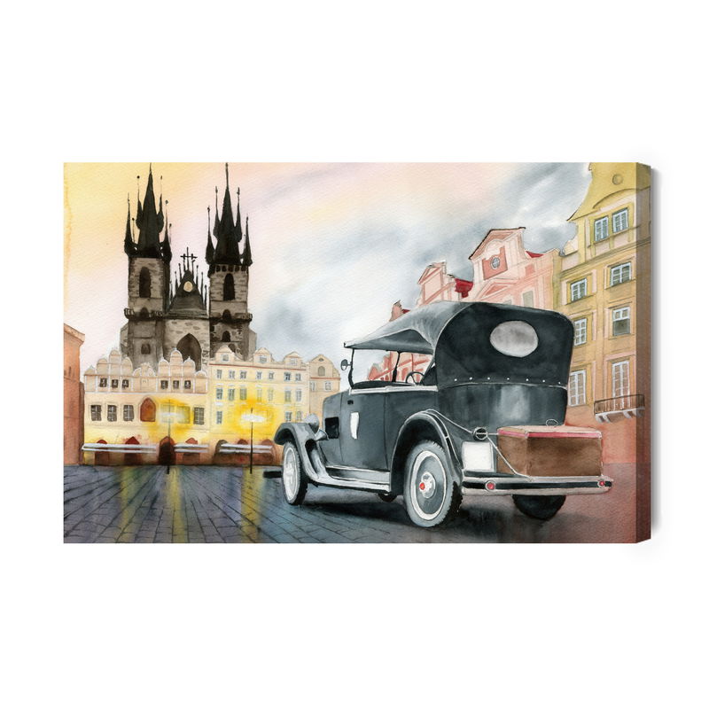 Ljuddämpande tavla - Downtown with old car