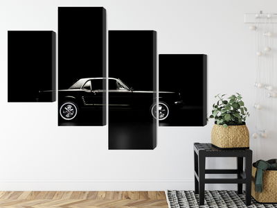 Ljuddämpande tavla - Black retro car on a dark