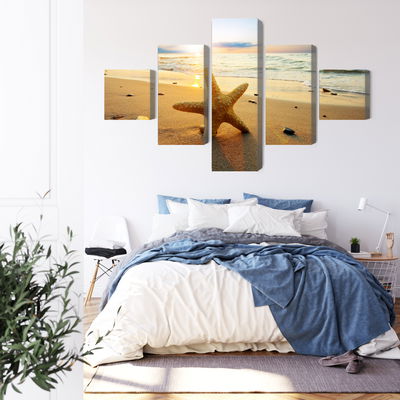Ljuddämpande tavla - Starfish on the beach 3d