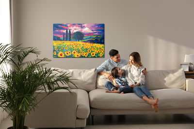 Ljuddämpande tavla - A field of sunflowers as