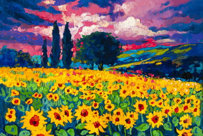 Ljuddämpande tavla - A field of sunflowers as