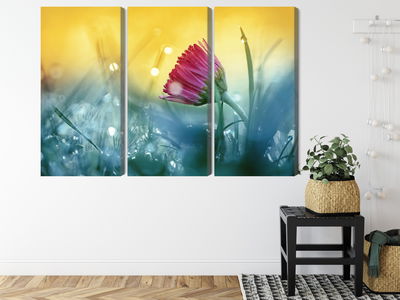 Ljuddämpande tavla - Pink flower on a 3d meadow