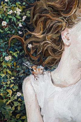 Ljuddämpande tavla - The girl lies in the grass