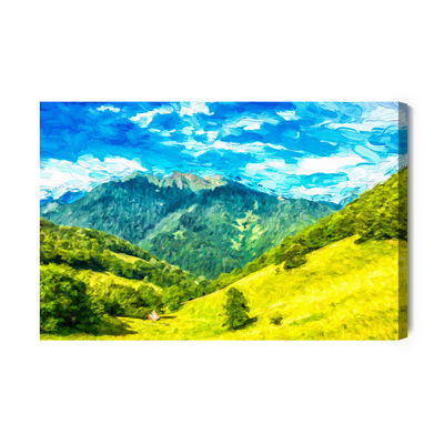 Ljuddämpande tavla - Painted mountain landscape