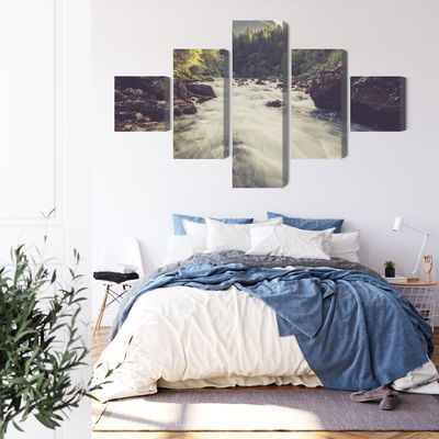 Ljuddämpande tavla - Mountain river in the forest