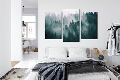 Ljuddämpande tavla - Fog in the green forest