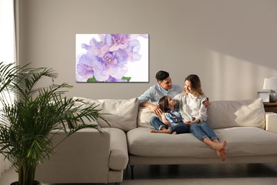 Ljuddämpande tavla - Peonies in shades of purple