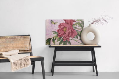 Ljuddämpande tavla - Peonies and butterflies