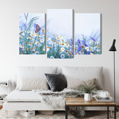Ljuddämpande tavla - Butterfly and wildflowers