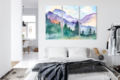 Ljuddämpande tavla - Painted mountain landscape