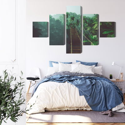 Ljuddämpande tavla - Rope bridge in the jungle 3d