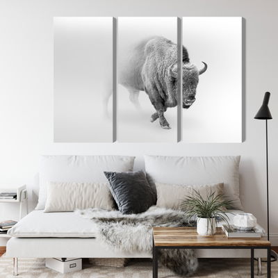 Ljuddämpande tavla - Bison in the fog 3d