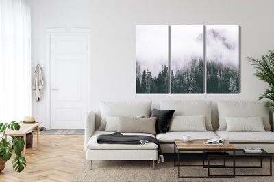 Ljuddämpande tavla - A forest shrouded in fog