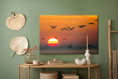 Ljuddämpande tavla - Flying cranes