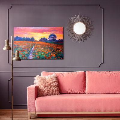 Ljuddämpande tavla - A field of poppies as painted