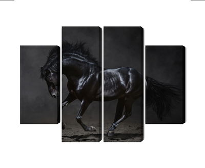 Ljuddämpande tavla - Black horse at a gallop