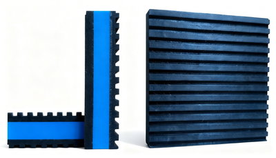 Varuprov på vibrationsdämpare Dampio PRO. 3x3cm stort, liggandes och ståendes.