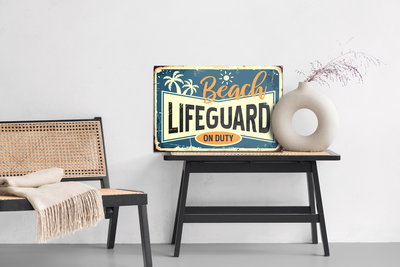 Akoestisch schilderij - Beach typography in vintage