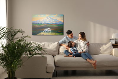 Ljuddämpande tavla - Horses on the background