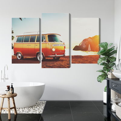 Ljuddämpande tavla - Retro car on the beach