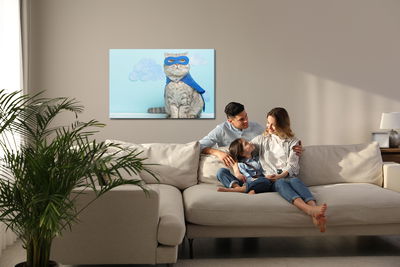 Ljuddämpande tavla - Gray cat with a mask