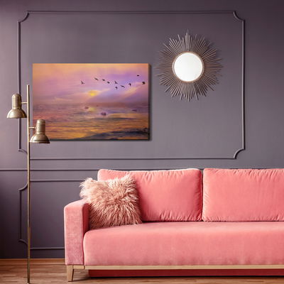 Ljuddämpande tavla - Birds over the ocean