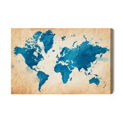 Ljuddämpande tavla - World map in blue tones