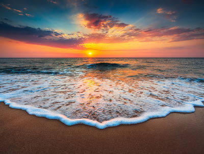 Ljuddämpande tavla - Sunset on the sea 3d