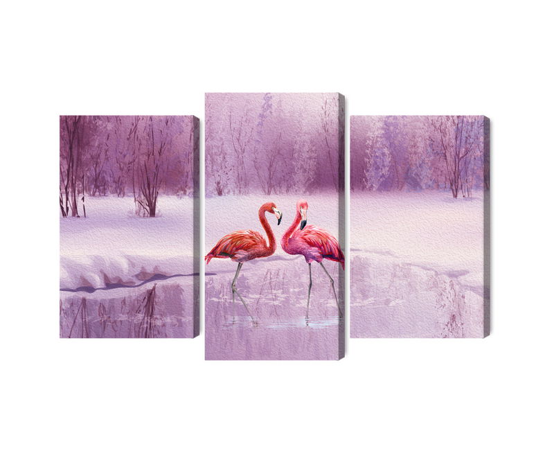 Ljuddämpande tavla - Flamingos against a purple